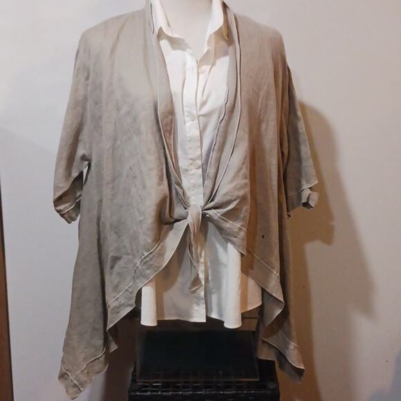 Just Jill Kimono Style Linen top tie front sz M - Picture 1 of 16